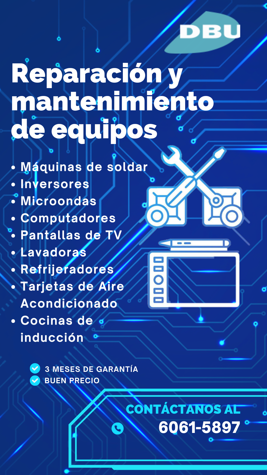Anuncio publicitario de reparación de herramientas y electrodomésticos